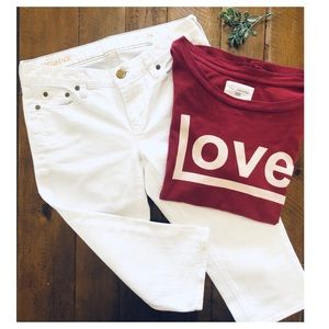{J.Crew} Classic White Matchstick capri Jeans